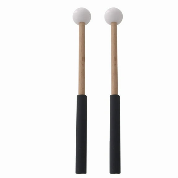 Percussion Mallets Stick with Rubber Head and Handle for Xylophone,Glockenspiel Percussion Instrument Accessories White,1 pair * Drum Mallets,Black & Wood & White