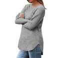 thumbnail image 4 of Womens Ribbed Knit Tunic Tops Split Curved Hem Loose Fit Casual Long Sleeve Raglan Sweater Lightweight Pullovers (S, Gray 01), 4 of 6