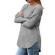 thumbnail image 5 of Sudadera con capucha gris,Blusa informal abotonada para mujer, cuello redondo, corte holgado, mezcla de poliéster y elastano, abertura lateral en el bajo para uso diario, sopatenor, 5 of 7