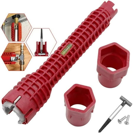 

8 in1 Faucet & Sink Installer Wrench for Kitchen Plumbing Repair Faucet Wrench Sink Installer Tool Multifunctional Basin Wrench Plumbing Tools (red) (1pc)