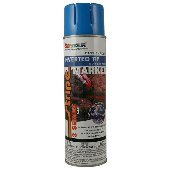 120-Pack of 20 oz Seymour 20-369 Stripe Fluorescent Blue 3 Series Water-Based Inverted Marker Spray Paint