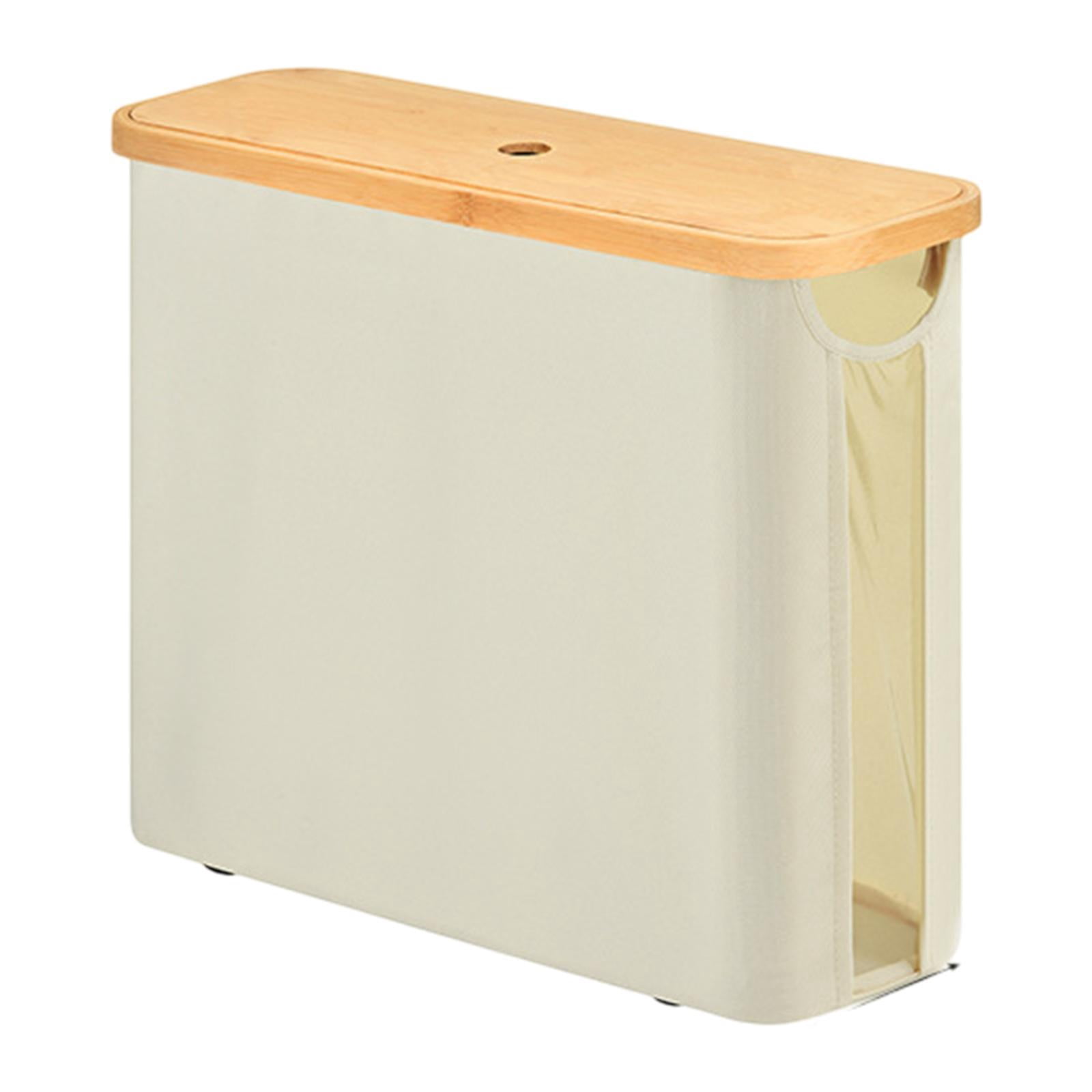 Fiocias Toilet Paper Holder Multifunctional Accessories Container with Bamboo Lid Toilet Beige