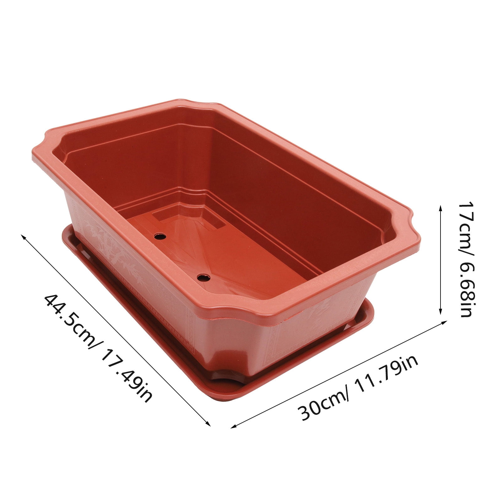 FENGGUIQU Planter Container Oval Large Flower Pot Brown Durable Plastic For Gardening 1 Set