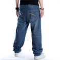 thumbnail image 4 of LUOBANIU Men's Loose Fit Baggy Hip Hop Cotton Denim Work Pants Straight Leg Jeans (102 Blue, 40), 4 of 5