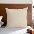 thumbnail image 4 of Cream Pillow Covers 24x24 Inch, Farmhouse Burlap Solid Beige Color Modern Linen Texture Linen Pillowcase with Invisible Zipper, Decorative Throw Pillow Covers Cushion Case for Couch Sofa Bed, 4 of 9