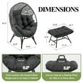 thumbnail image 3 of RADIATA Indoor Outdoor Patio Oversized Wicker Egg Chair with Ottoman, Dark Gray Lounge Basket Chair with Cushion, 2PCS 420 lbs Capacity, 3 of 8