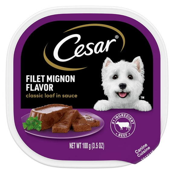 (3 pack) Casar Classic Loaf in Sauce Filet Mignon Wet Dog Food Adult, 3.5 oz. Easy Peel Tray