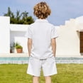 thumbnail image 5 of REDARER Boys Lapel Three Button Short Sleeve Polo Shirt Embroidery Soft Blend School Uniform Casual Summer Top,4-5 Years, 5 of 9