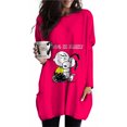 thumbnail image 3 of Camiseta de manga larga con cuello redondo para mujer, de primavera y otoño, talla grande 3XL, informal, holgada, con bolsillo, de Snoopy, 3 of 5