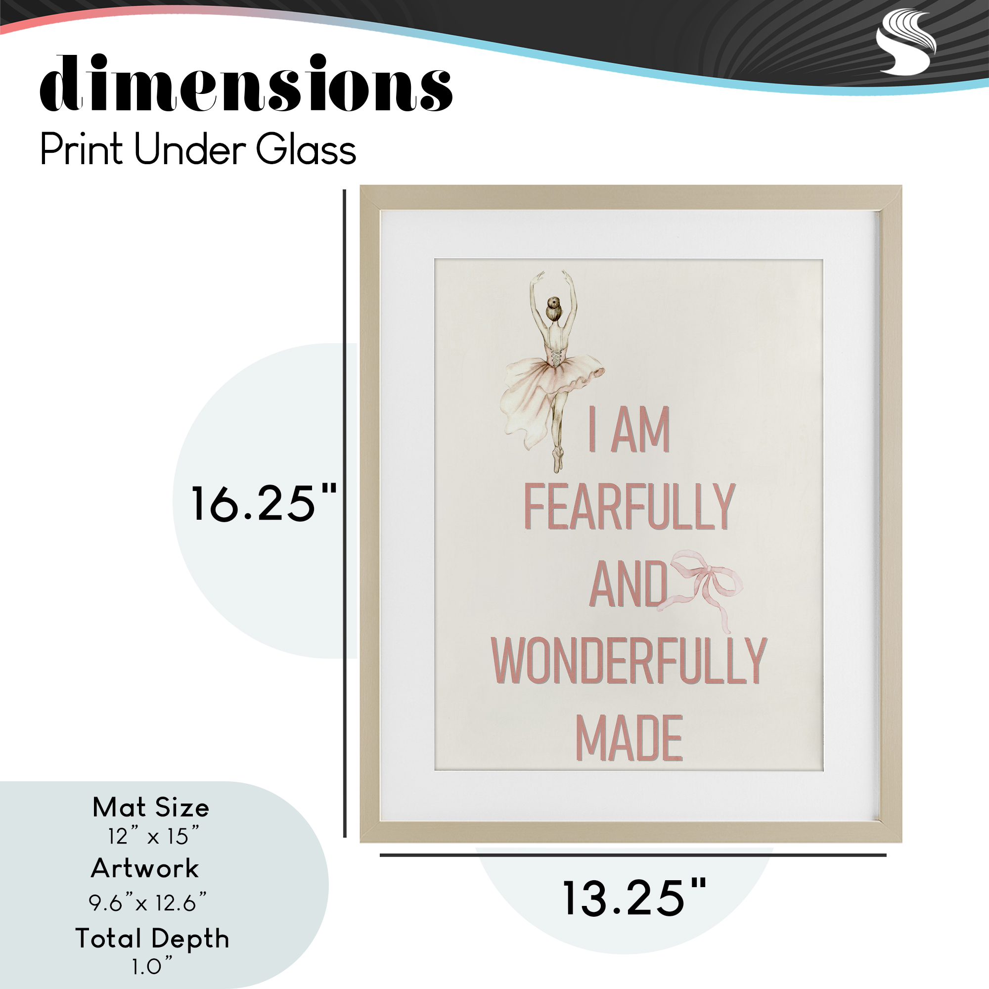 Wonderfully Made Ballerina Birch Framed Print Under Glass, design by Kim Allen