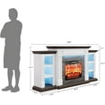 thumbnail image 2 of LGHM 71" Electric Fireplace TV Stand with Mantel, Farmhouse Entertainment Center for TVs up to 80" with Remote Control & LED Light, White & Brown, 2 of 8