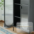 thumbnail image 4 of Tall 2-Door 4 Shelf Steel Accent Cabinet with Fluted Glass-Black, 4 of 8