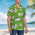 thumbnail image 5 of Balery Cows With Calfs Green Print Men's Hawaiian Shirts Short Sleeve Beach Shirt Relaxed Fit Vacation Button Down Shirts-X-Large, 5 of 9