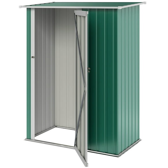 CoSoTower 5 x 3ft Outdoor Storage Shed Metal Garden Shed Cabanon with Sloped Roof, Lockable Door for Tool, Green