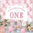 thumbnail image 2 of Pink Bow 1st Birthday Party Decorations Bow Floral Our Sweet Little Girl Is Turning One Backdrop Pink Bow Month Photo Banner Cake Topper for Baby Pincess Girls First Birthday Party Supplies, 2 of 6