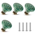 thumbnail image 1 of 4 pomos de cerámica para cajones, pomos de gabinete de flores vintage, pomos decorativos para muebles con tornillos de montaje para puerta de armario, cajón, diámetro de 1,4 pulgadas (verde), 1 of 5