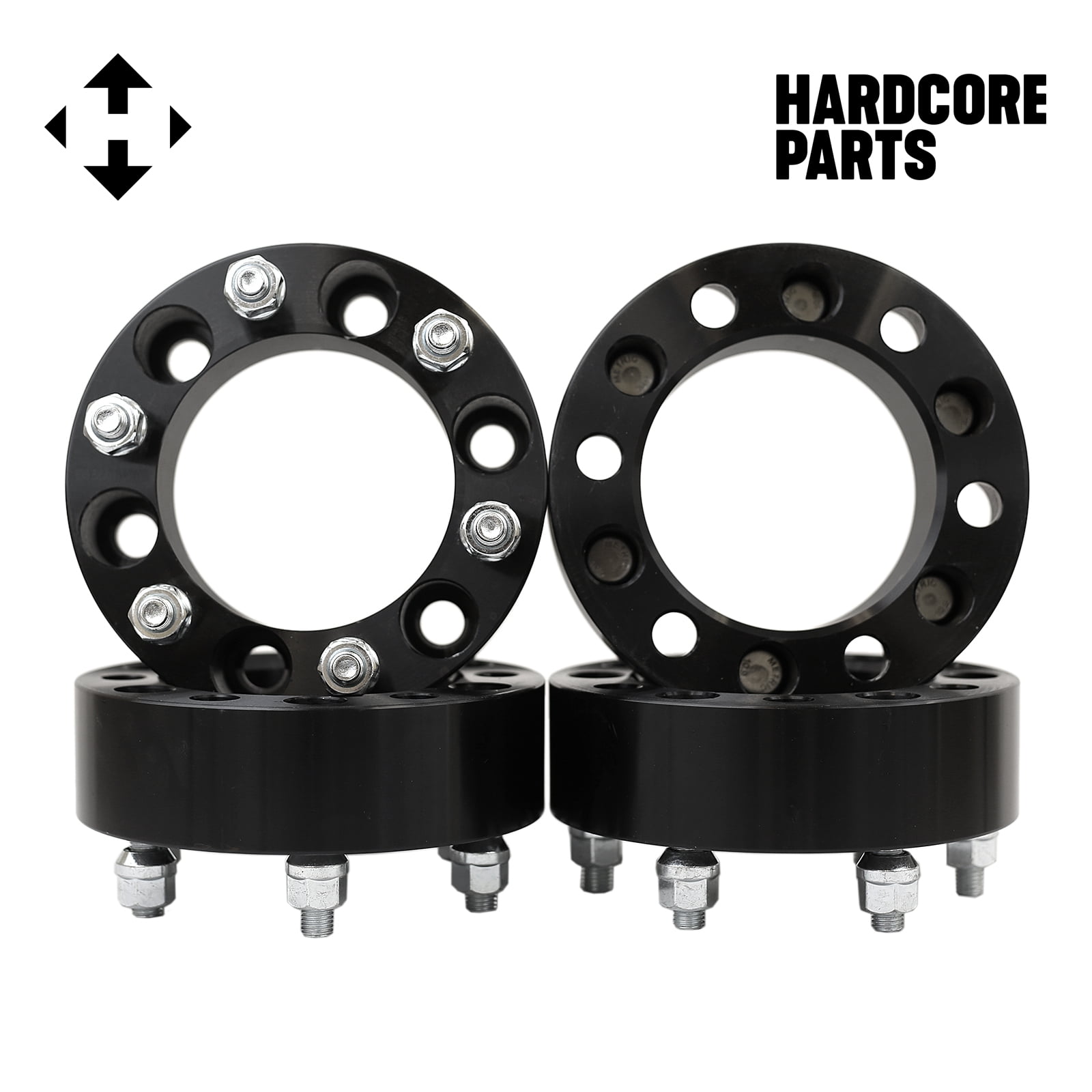 4 QTY Black Wheel Spacers Adapters 2" 6x5.5 (6x139.7) bolt patterns with 12x1.5 threads - Compatible with Toyota Isuzu Chevroloet GMC Dodge Ford Honda Hummer Hyundai Isuzu Lexus Mazda Mitsubishi