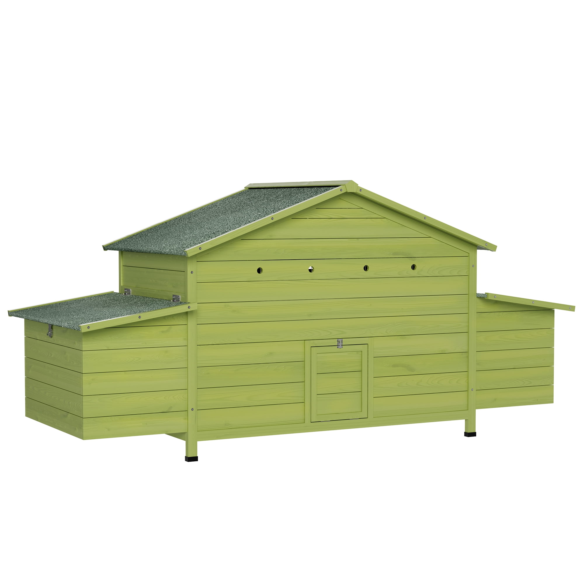 11.12 ft Large Wooden Chicken Coop with 2 Free-Range Doors, 2 Nesting Boxes & Perch, Outdoor Hen House Poultry Cage