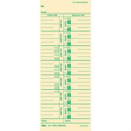 1 PK,TOPS Numbered Days Time Cards (12563)