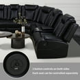 thumbnail image 6 of Recliner Sofa Sectional Couches with LED Light for Living Room,Leather Reclining Corner Sectional Sofa with 3 Recliner Seats,Cup Holder,Storage Console for House/Home Theater, Black, 6 of 7