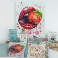 thumbnail image 2 of Red Girl Lips Eating A Strawberry 30 in x 40 in Painting Canvas Art Print, by Designart, 2 of 4