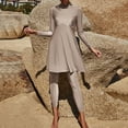 thumbnail image 6 of IBTOM CASTLE Women Muslim Swimsuits Modest Burkini Swimwear Islamic Long Sleeve Full Cover Swim Top Leggings Pants ​Bathing Suits L Apricot, 6 of 8