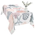 thumbnail image 2 of Orange Grey Coastal Table Cloth Waterproof Tablecloths, Summer Beach Coral Shell Ocean Tablecloth Dining Table Cover for Kitchen Party Tabletop Outdoor, Rectangle Tablecloth 54x108 Inch, 2 of 9