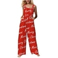 thumbnail image 2 of pstuiky Christmas Outfits for Women, Women Christmas Overalls Print Loose Adjustable Overalls Wide Leg Belt Pocket Overallschristmas Jumpsuit for Women, 2 of 9