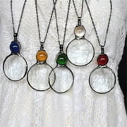 BLA CURRENT Magnifying Glass Necklace Mother's Day Gift,Optical Magnifier Lens with Vintage Crystal Bead Pendant for Elders to Enlarge Books Newspapers by