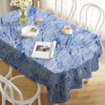 thumbnail image 2 of Oval Blue and White Tablecloth 60x84inch, Blue Leaf Country Tablecloth Classic French Modern Country Farmhouse Decoration, Suitable for Dining Room and Kitchen. Indoor and Outdoor Dining, 2 of 5