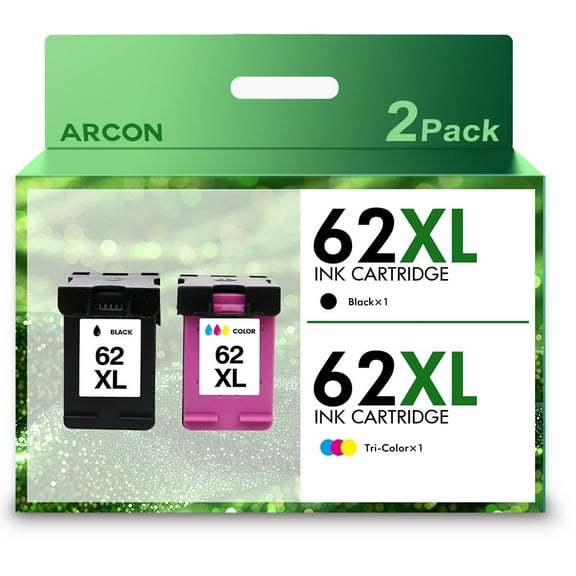 Arcon 62XL Ink Compatible for HP 62XL Ink Cartridge Envy 5745 Ink Cartridges and Envy 5540 5640 5660 7640 7645 Officejet 5740 8040 Series Printer (Tri-color, 1-Pack）