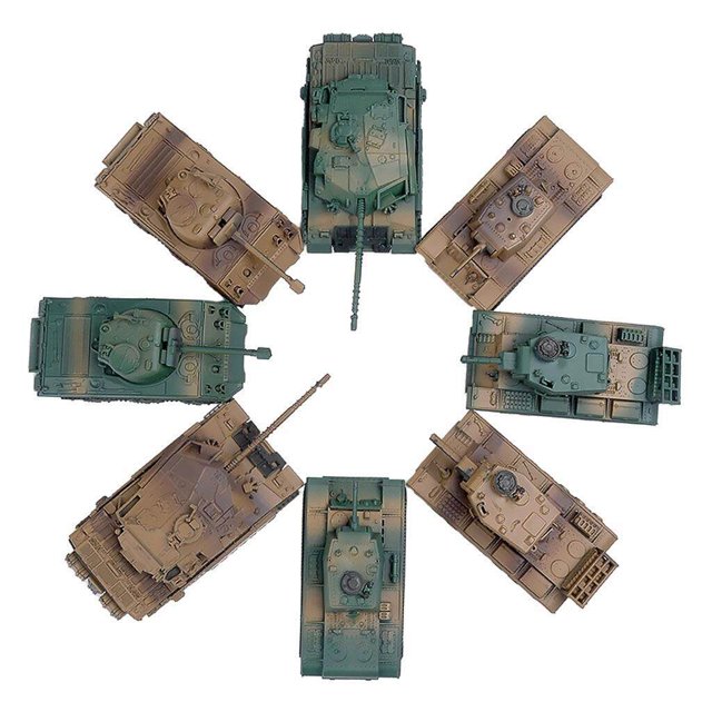 8Pcs 1:72 Assembler des Kits de Réservoir Modèle de Char Armée DIY Modèle d'Armée Assembler des Kits de Réservoir Modèle de Bataille pour les Jouets Cadeaux de Noël Enfants