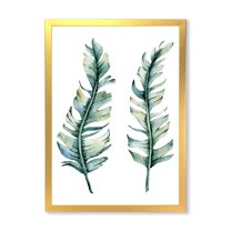 Designart 'Duo of Tropical Leaves On White' Farmhouse Framed Art Print