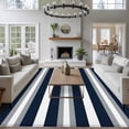 thumbnail image 3 of 6'x9' Area Rugs, Navy Blue Grey Striped Indoor Outdoor Area Rug for Living Room Bedroom, Farmhouse Stripes Minimalist Washable Bathroom Rugs Kitchen Floor Carpet Mats Home Decor Aesthetic, 3 of 8