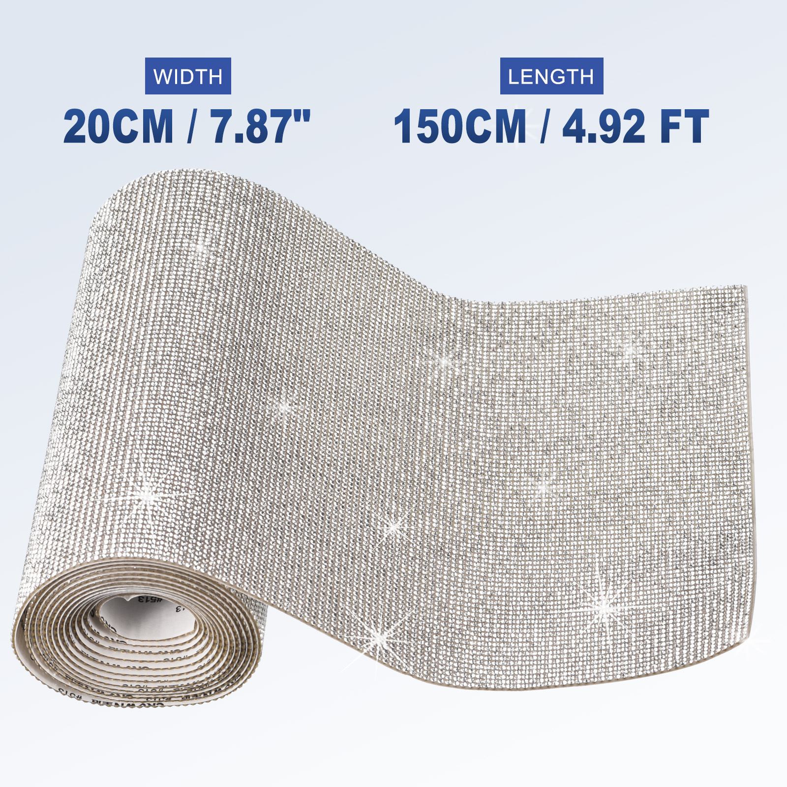Uxcell Bling Crystal Rhinestone Sheet Self-Adhesive Rhinestone Sticker 7.87 Inch x 4.92 FT for DIY Craft Silver White