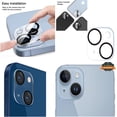 thumbnail image 2 of Protector For Apple iPhone 13 (6.1")Tempered Glass Camera Lens Protector Ultra HD, 9H Hardness, Scratch Resistant Back Camera Protection Screen Cover - Clear, 2 of 10