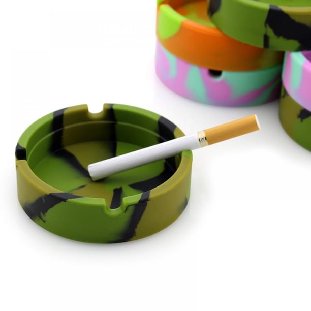 ShengShi Eco-Friendly Round Ashtray Rubber Silicone Soft PLuminous Ash Tray Holder  Cigarette Holder Portable Pocket Ashtray Purple