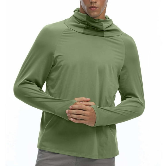 Sun Protection Hoodies for Men & Women Pullover Long Sleeve UV Shirts Unisex Couples Lightweight Solid Stretchy Slim Fishing Tops with Mask