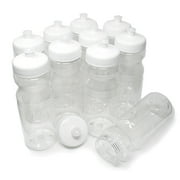 Rolling Sands 24 Ounce BPA-Free Clear with White Plastic Water Bottles, Set of 10, Made in USA