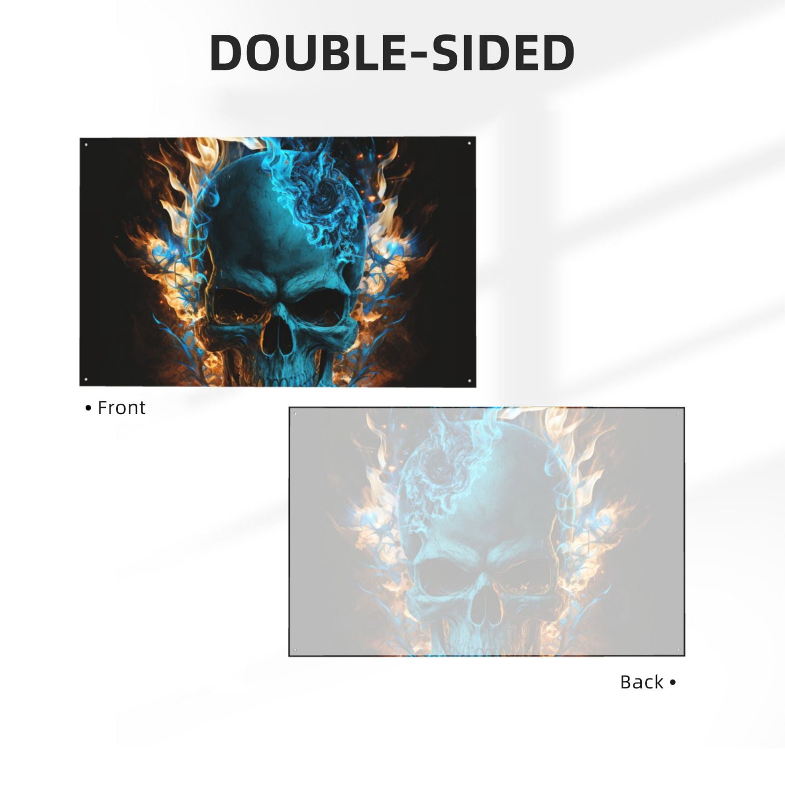 Blue Flame Fire Skull Burning Four Hole Decorated Banner Flag for Garden Yard Home Decoration Indoor Outdoor 4x6 Ft