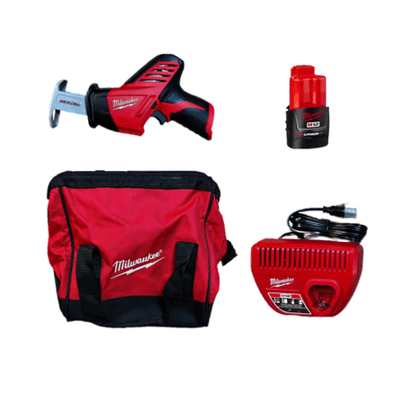 Milwaukee 2420-21 M12 HACKZALL Reciprocating Saw Kit – Includes Compact Cordless Saw with (1) 1.5 Ah Battery,  M12 Charger, & Tool Bag