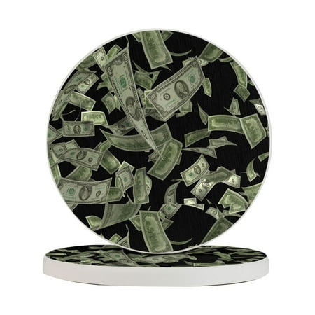 

Circular Drink Coasters Set Dollar Sign Money Beautiful Home Decor Diatomite Heat-Resistant Diatomite Protect Table Countertop