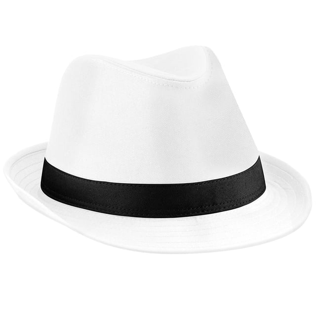 Beechfield - Sombrero Fedora Unisex Hombre Mujer - Modelo Michael Jackson (Blanco/Negro)