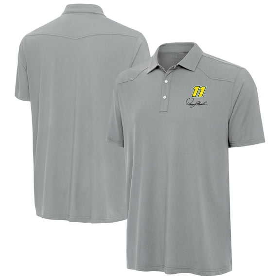 Men's Antigua Gray Denny Hamlin Western Polo