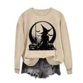 thumbnail image 4 of Mifsaly Halloween Sweatshirts for Women Witch Silhouette Graphic Pullover Tops Comfortable Loose Casual Fall Holiday Festival Sweatshirt Khaki,L, 4 of 6