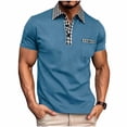 thumbnail image 2 of DPTALR Men's Solid Color Casual Lapel Half Button Short Sleeve Shirt,Light Blue,Big and Tall Men XXXL, 2 of 8