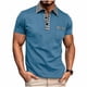 thumbnail image 2 of Blusa y camisa de manga corta con cuello vuelto para hombre, color liso, informal, de manga corta, con medio botón, con solapa abierta y cerrada, tops de poliéster para hombre, 2 of 8