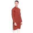 thumbnail image 2 of Shatranj Men's Indian Banded Collar Subtle Embroidered Placket Long Kurta Tunic; Rust; LG, 2 of 2