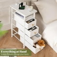 thumbnail image 6 of LED Narrow Nightstand with Charging Station - Slim Dresser for Bedroom Narrow Side Table Storage Cabinet, Small Dressers Chest of Drawers, Tall Night Stand End Table for Small Spaces, White, 6 of 9