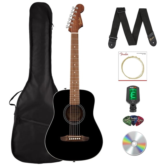 Fender California Standard Redondo Mini Acoustic Guitar - Black w/ Tuner